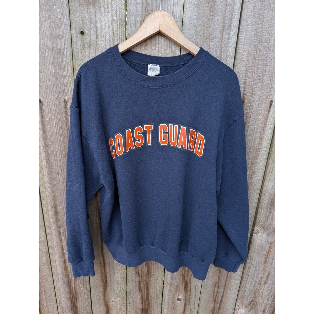 Vintage Coast Guard Sweatshirt Crewneck 80s USCG  Medium 22x24 Blue Cotton Poly